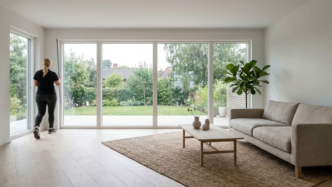 A bare window in a Scandinavian living room